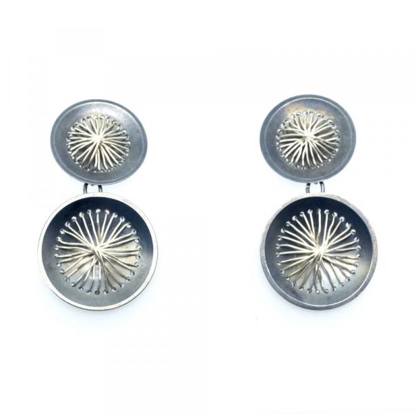 Oxidized Double Sewn Circle Earrings