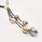 Oxidized Pearl Necklace - 5 Strand Colors
