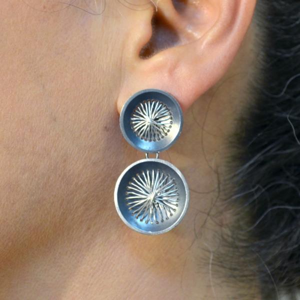 Oxidized Double Sewn Circle Earrings picture