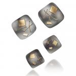 Oxidized interwoven single square stud earrings