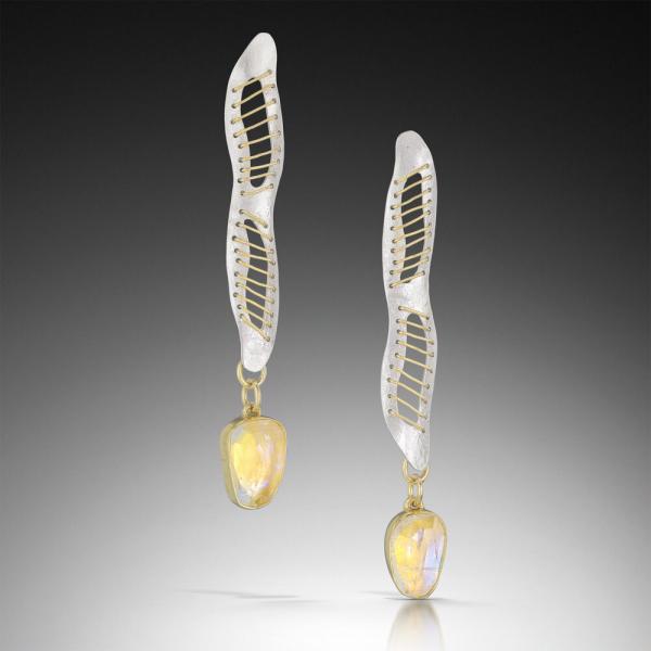 Torn Long Drop Earrings with Moonstones picture