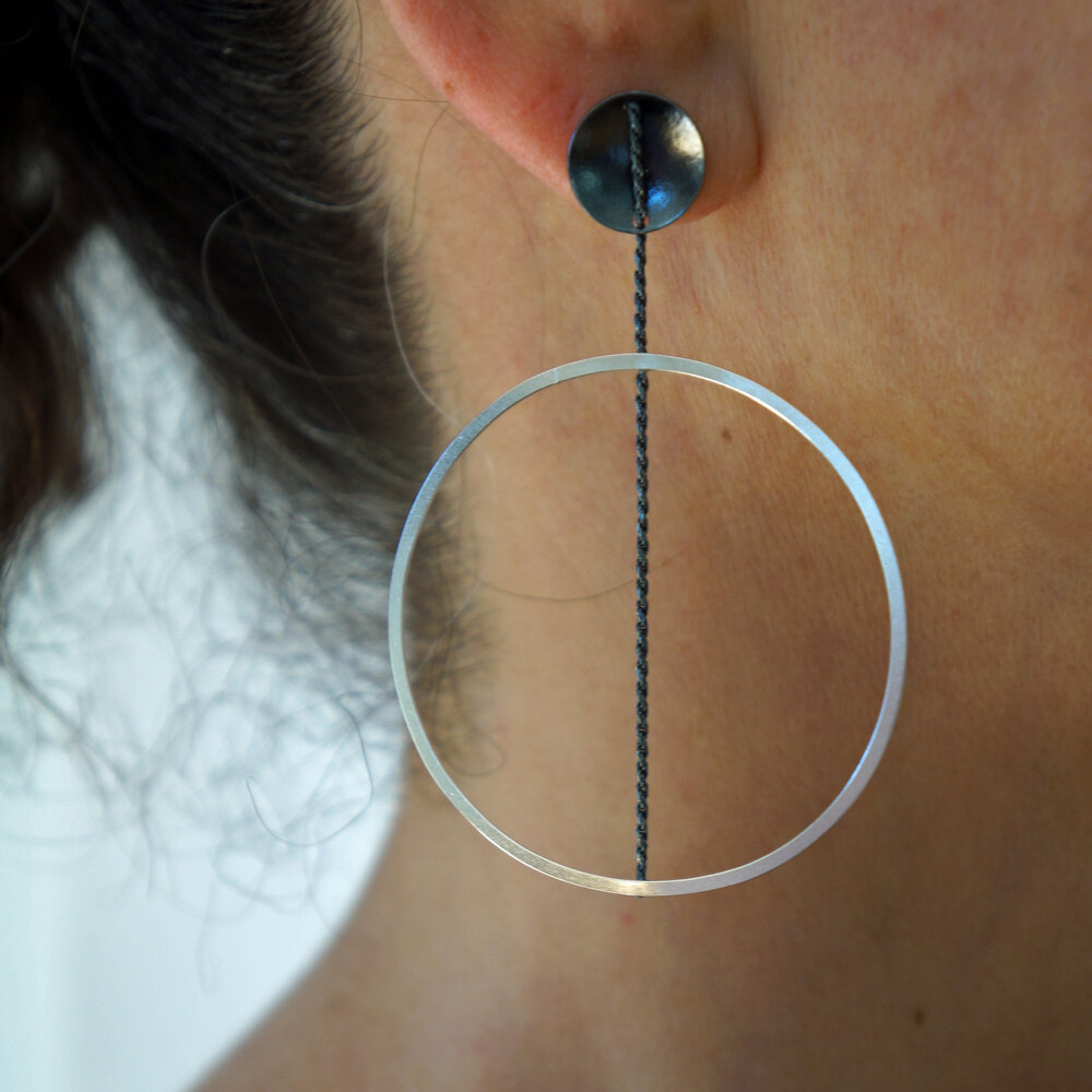 Black &amp; White Hoop Earring  picture