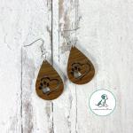 Heart Pawprint Drop Earrings