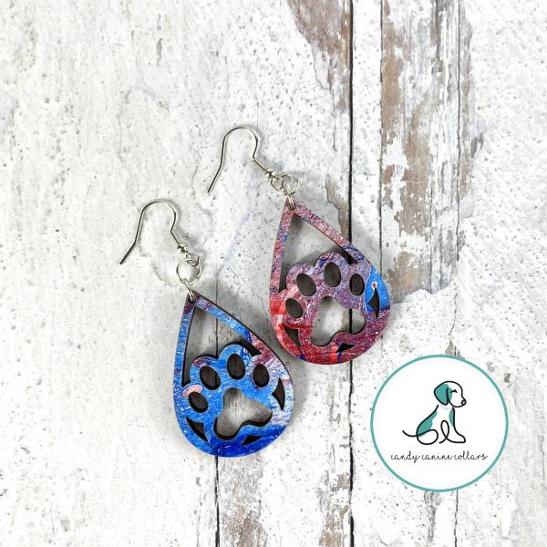 Patriotic Drop Pawprint Earrings