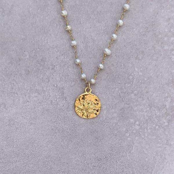 Pearl Choker with Gold Lotus Coin  |  IMK Jewelry picture