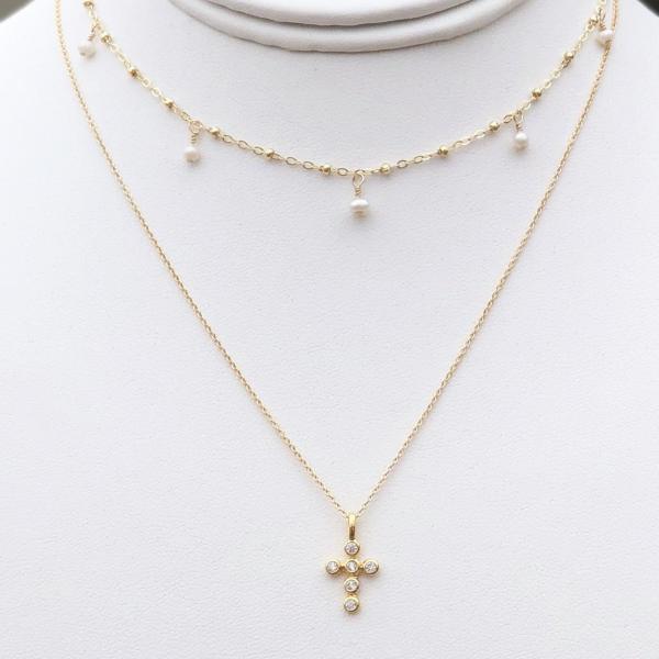 Crystal Cross Necklace | Gold or Silver picture