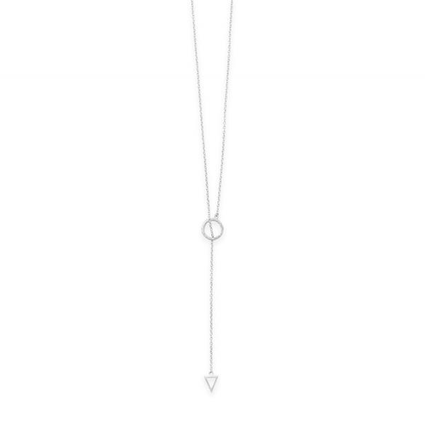 Silver Triangle and Circle Lariat Necklace