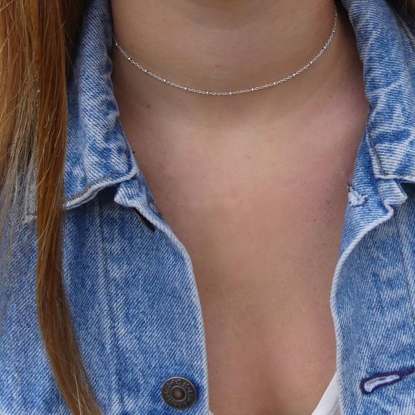 Bead Chain Choker Necklace | Gold or Silver picture