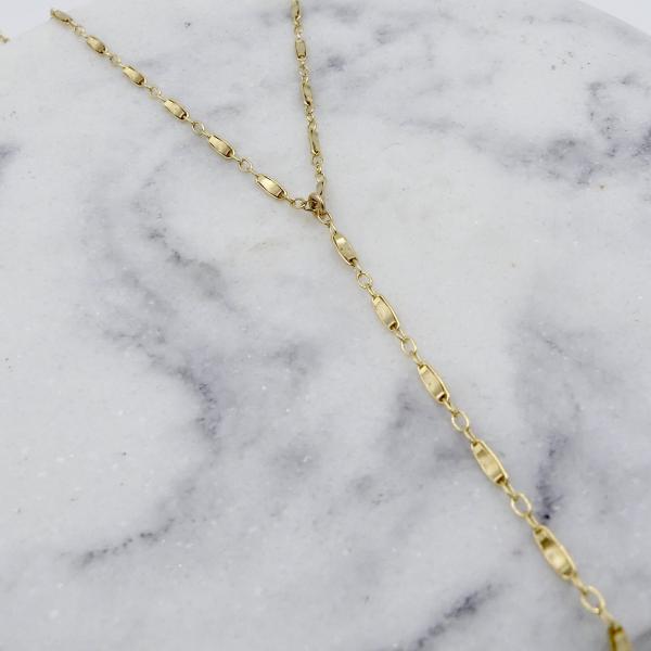 14k Gold Fill Marquise Bar and Link Chain Y Necklace picture
