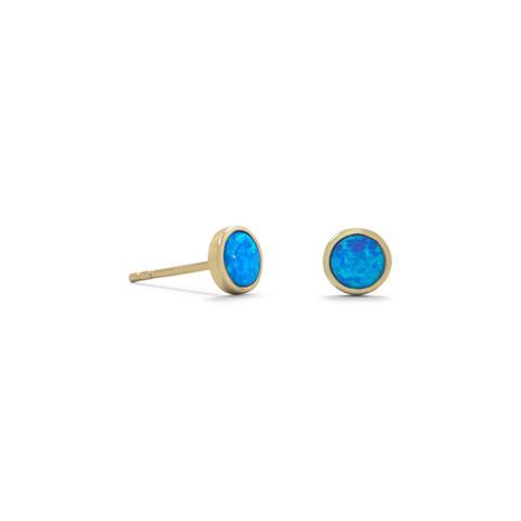 14k Gold Vermeil Mini Blue Opal Studs picture