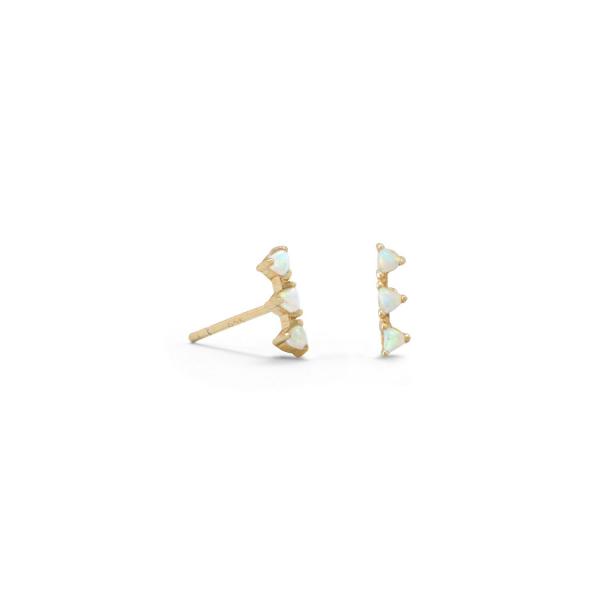 14k Gold Vermeil Mini Bar White Opal Studs picture