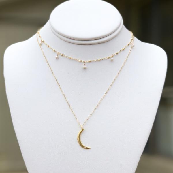 Bead Chain Choker with Baby Gem Dangles | Gold or Silver picture