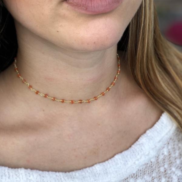 Dark Orange Carnelian Choker Necklace picture