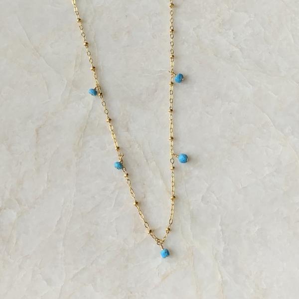 Gold Choker with Baby Turquoise Drops