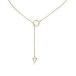 Gold Triangle and Circle Lariat Necklace