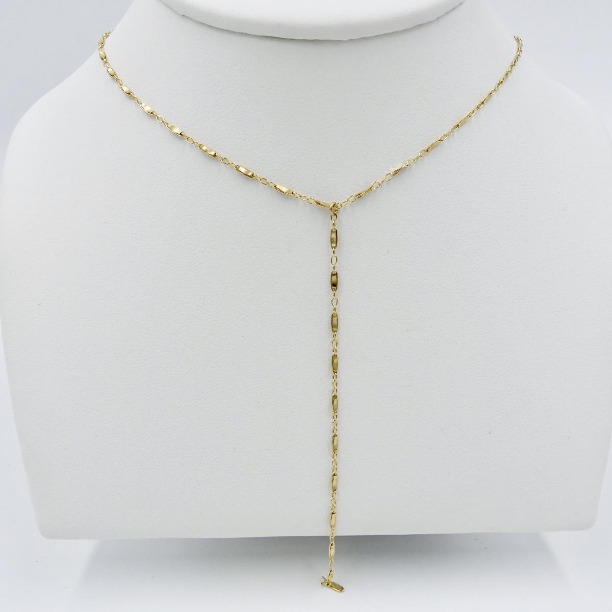 14k Gold Fill Marquise Bar and Link Chain Y Necklace - Eventeny