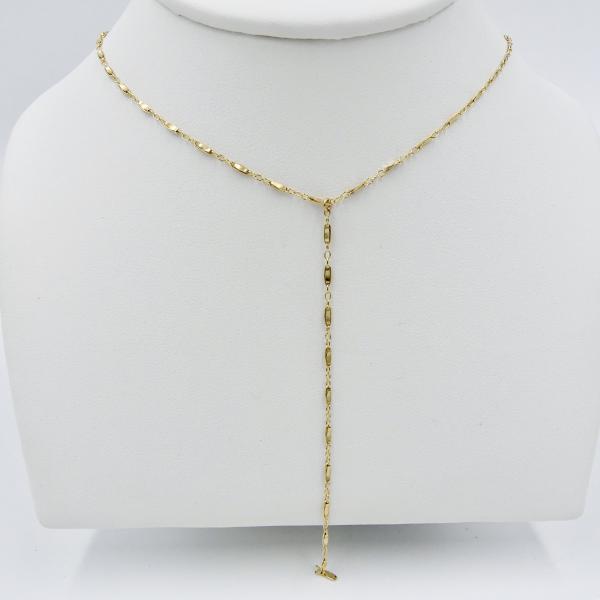 14k Gold Fill Marquise Bar and Link Chain Y Necklace