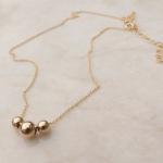 Gold Three Bead 'Past Present Future' Necklace
