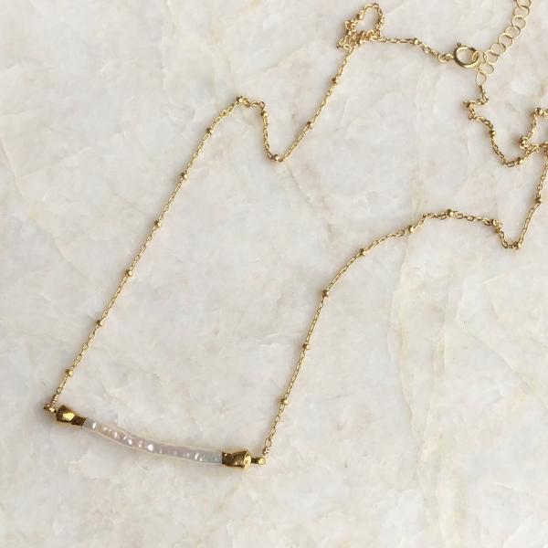 Pearl Bar Necklace |  IMK Jewelry