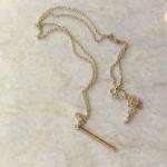 Long Gold Bar Necklace