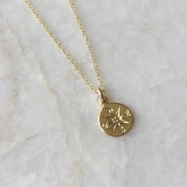 Tiny Golden Compass Necklace