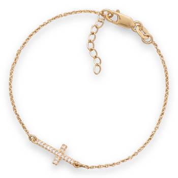 Cross Bracelet with CZ's | Gold or Silver picture