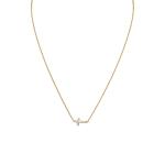 Tiny Gold Sideways Cross Necklace with CZ's