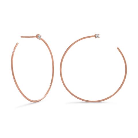 Rose Gold Hoop Earrings with CZ