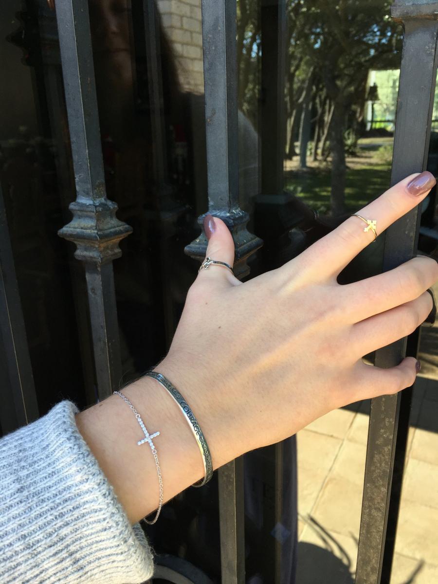 Sterling Silver Bracelet with Sideways Cross picture