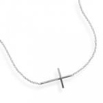 Sterling Silver Sideways Cross Necklace