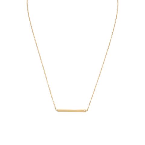 Gold Bar Necklace with Tiny CZ