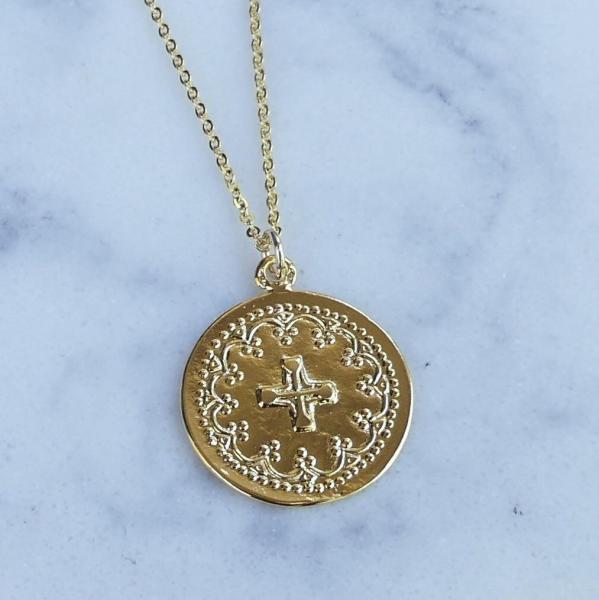 Catholic Cross Medallion Necklace picture