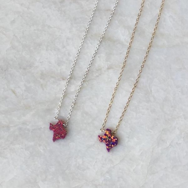 Maroon Texas Opal Necklace |  Gold or Silver picture