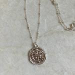 Silver Cross Coin Necklace | Roman Catholic Cross