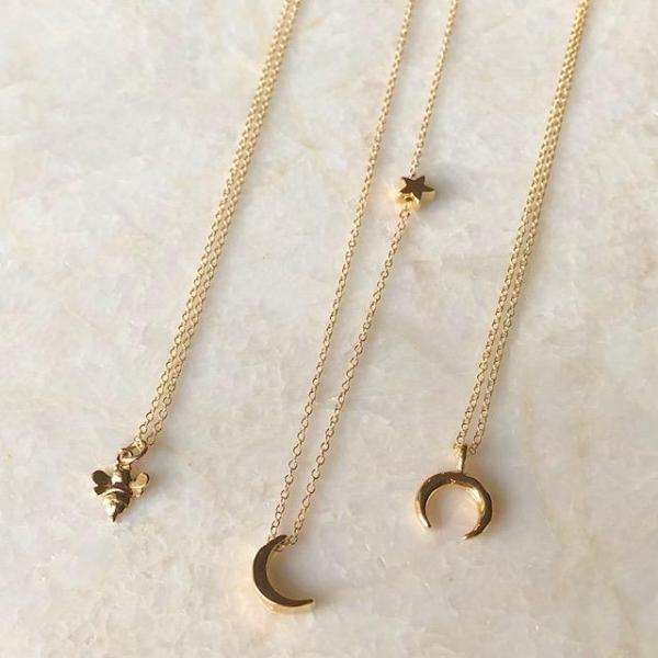 Tiny Moon & Star | Honey Bee | Crescent Choker Necklaces picture