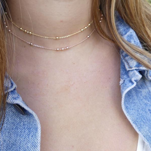 Gold, Rose Gold or Silver Ball Choker Necklace picture