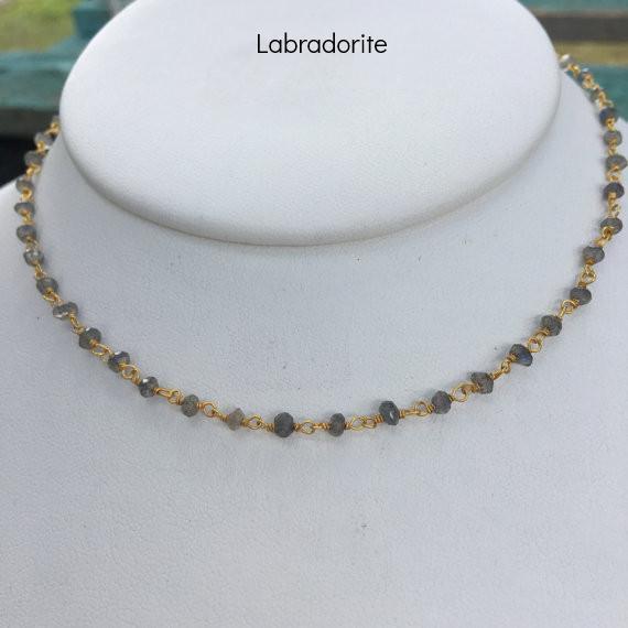 Gemstone Choker Necklaces in Gold Vermeil picture