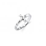 Sterling Silver Sideways Twisted Cross Ring