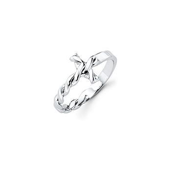 Sterling Silver Sideways Twisted Cross Ring picture