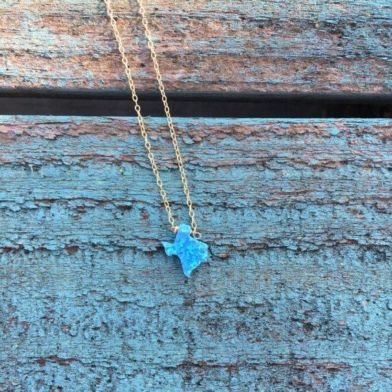 Blue Texas Opal Necklace |  Gold or Silver