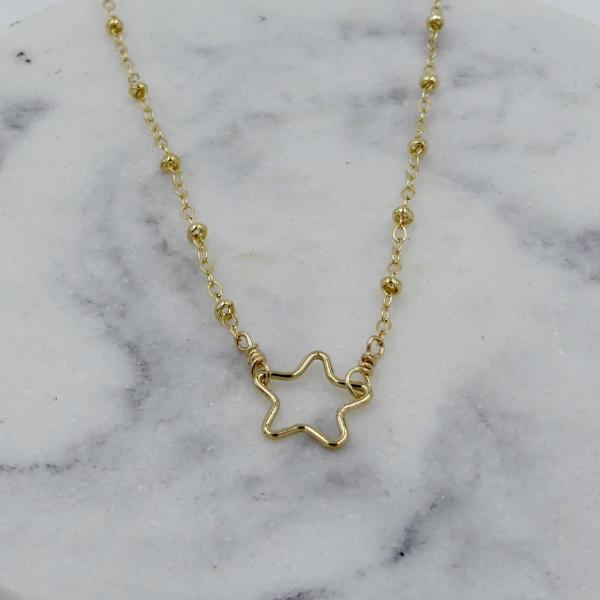 Gold Open Star Necklace