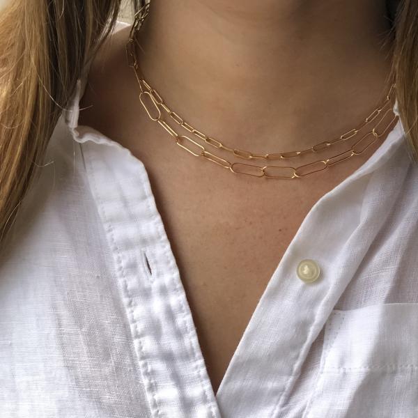 Paperclip Chain Gold Choker Necklace | Large Link picture