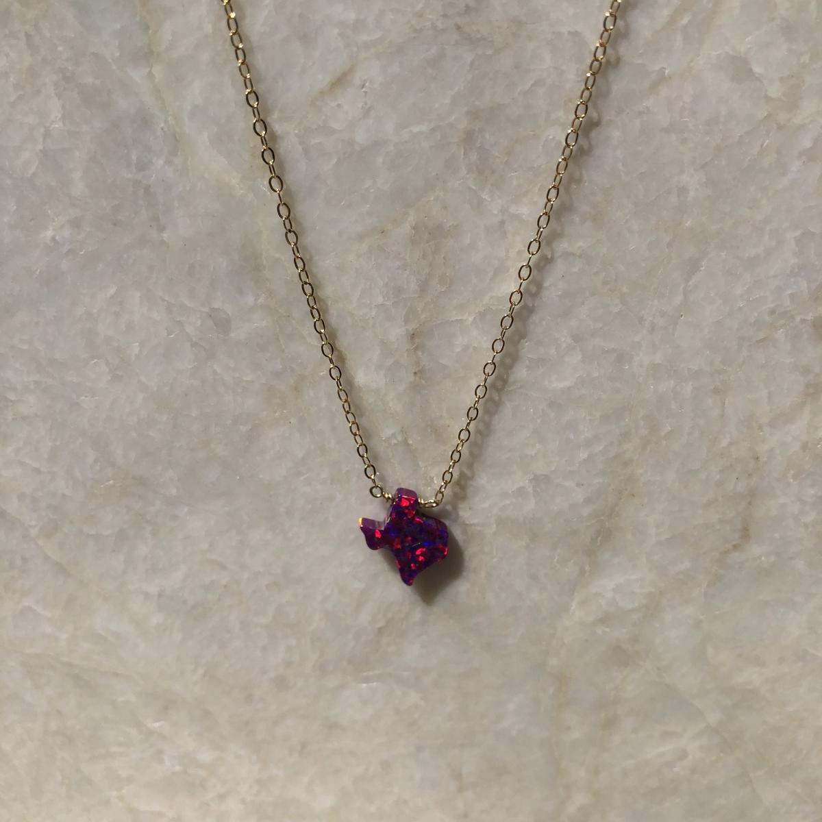 Maroon Texas Opal Necklace |  Gold or Silver picture