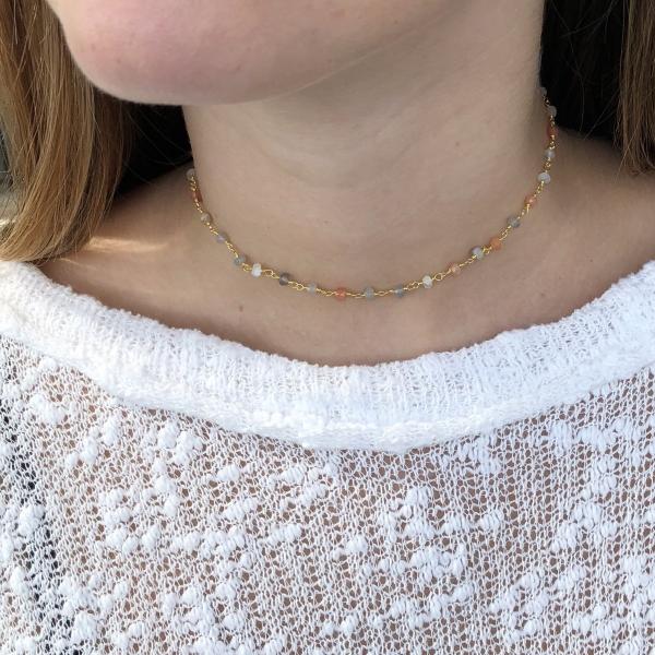 Multi-Moonstone Choker Necklace