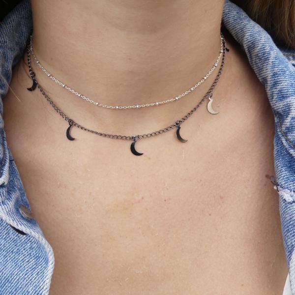 Gold or Silver Moons and Stars Dangle Chokers picture