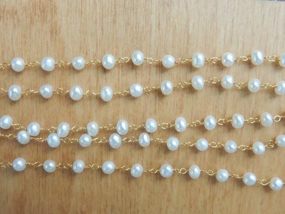 Gold Pearl Choker Necklace picture