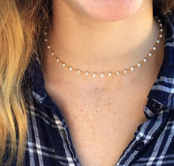 Gold Pearl Choker Necklace picture