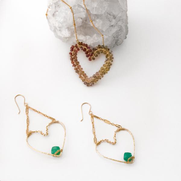 Green Chalcedony Heart Earrings picture