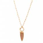 Peach Moonstone Long Gold Fill Necklace