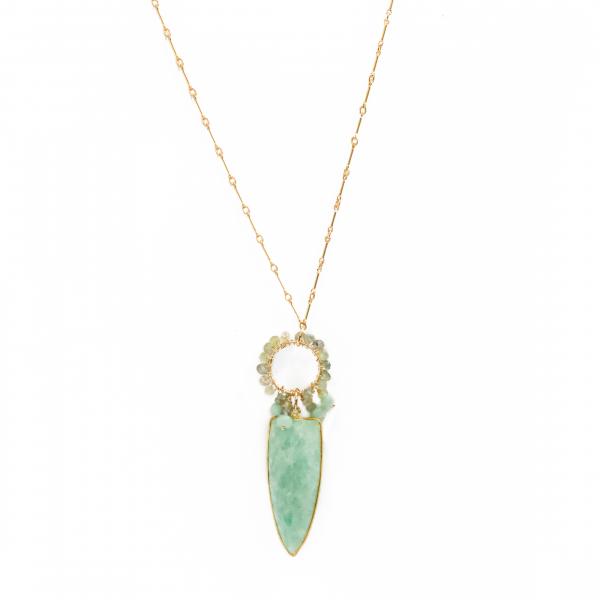 Aquamarine Long Gold Fill Necklace